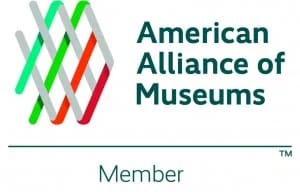 American Alliance of Museums Member badge with colorful diagonal stripes logo.